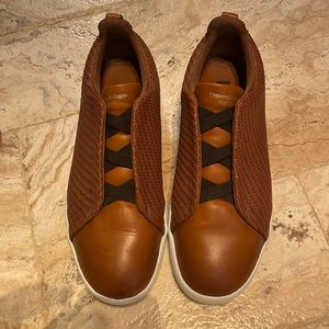 Zegna Triple-Stitch Leather Low-Top Sneaker